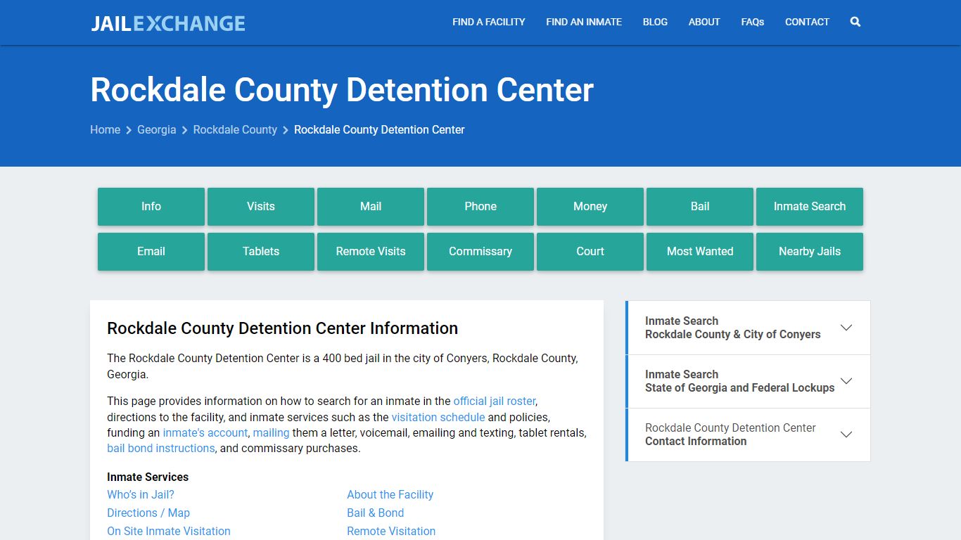Rockdale County Detention Center, GA Inmate Search, Information